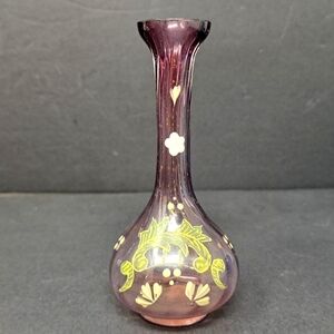 Vintage Amethyst Hand Painted Bud Vase